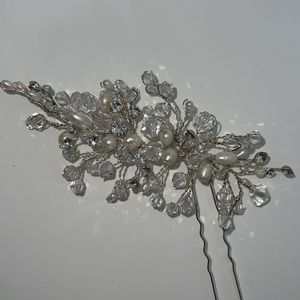 Diamond Crystal & Pearl Hair Comb Pin